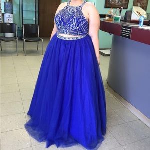 Alyce Paris Blue Two Piece Prom Dress Size 18